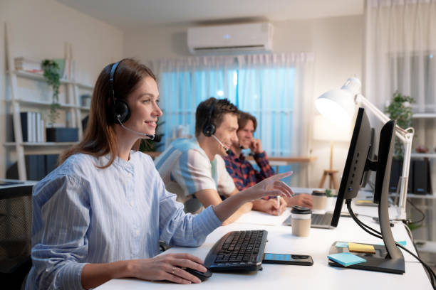 istock Caucasian business team working in modern office. 1448148778