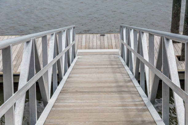 istock The steep walkway going down to a boat launch pier 1448152437