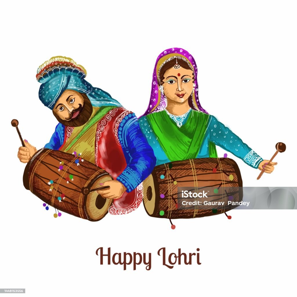 Illustration Of Happy Lohri Festival Of Punjabi Card Background Stock  Illustration - Download Image Now - iStock