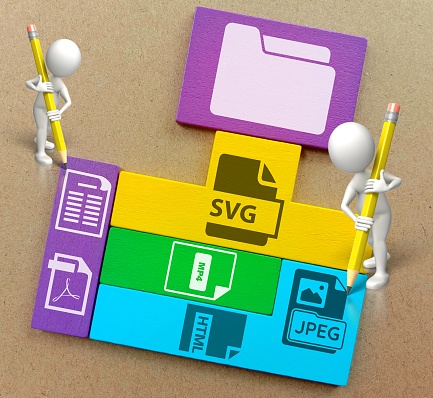 File icons are arranged into folders. Concept document management system or DMS.