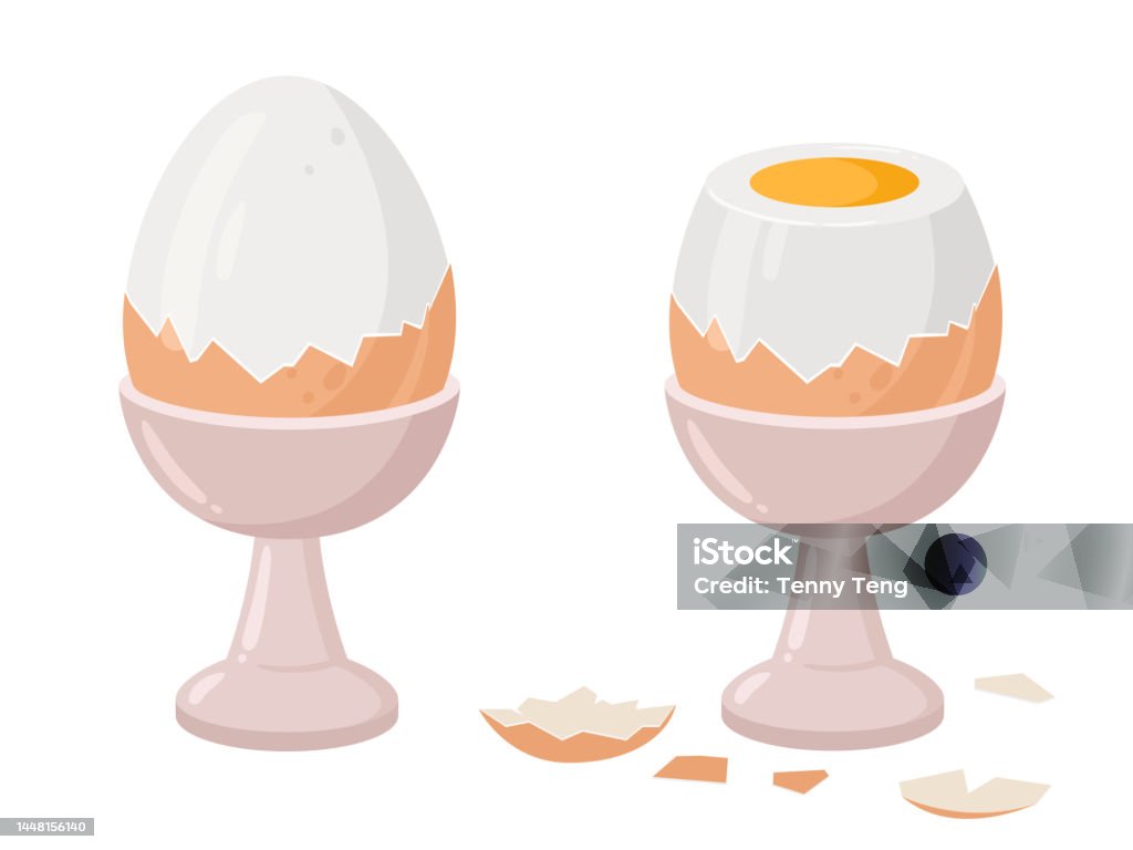 Cartoon Soft Or Hard Boiled Eggs Eggs In Egg Holder And Eggshell Tasty  Breakfast Meal Flat Vector Illustration On White Background Stock  Illustration - Download Image Now - iStock