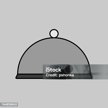 istock Cloche, food tray vector icon. Kitchen appliance 1448158451