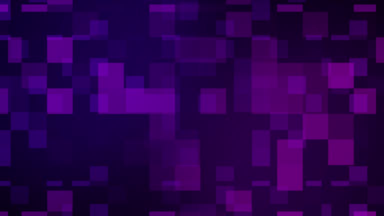 Hi-tech intro motion graphic background with flickering purple rectangular grid