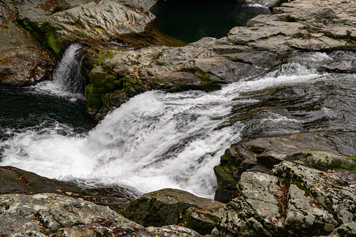 Small waterfalls at Franz Josef Glacier, South Island, New Zealand