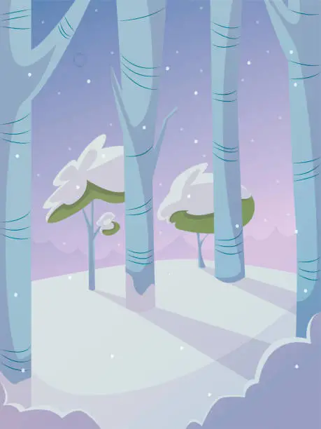 Vector illustration of landscape illustration with snow