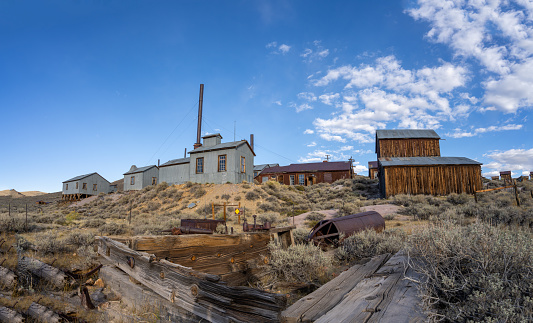 The Chemung mine was discovered and named by Stephen Kavanaugh around 1900. Chemung was named after his hometown in Illinois and the mine produced more than a million dollars worth of ore in its lifetime. Bodie Hills, Toiyabe National Forest, Mono County, California.