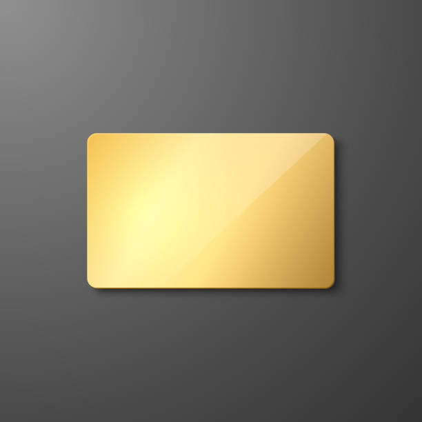 istock Vector 3d Realistic Blank Golden Credit Card. Design Template of Plastic Credit or Debit Card for Mockup, Branding. Front, Top View 1448171949