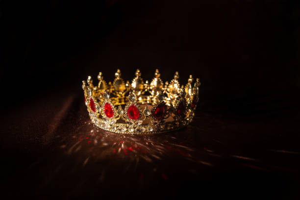 istock Luxury sparkle crown with red gemstones 1448182389