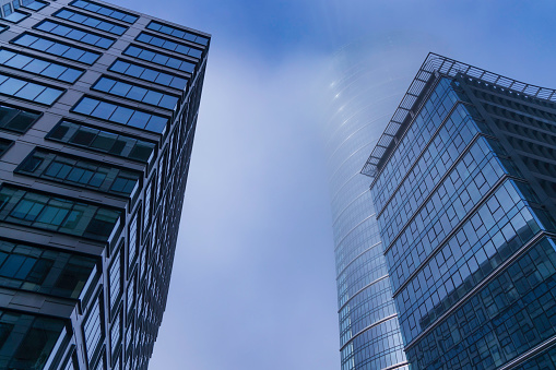 abstract shapes of modern building, with structural lines