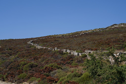 Wild and hilly landscape of Andros Island