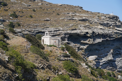 Wild and hilly landscape of Andros Island