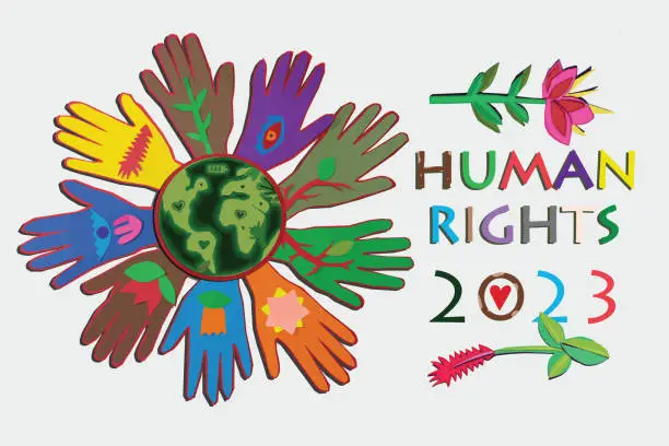 Vector illustration of December is Universal Human Rights Month