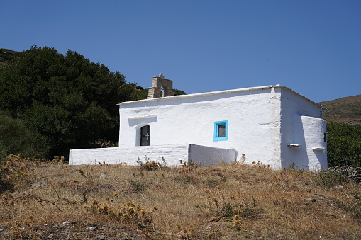 Greece, orthodox chapel in Iraklitsa on mediterranean sea