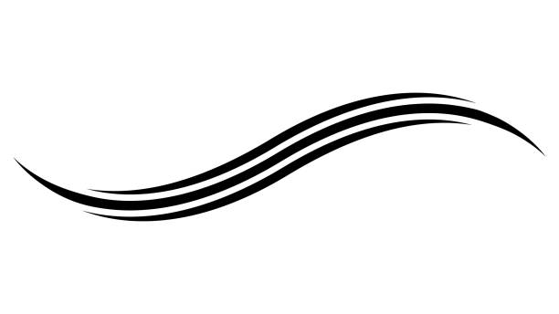 krzywa taśmy liniowej fala wirowa, projekt kształtu, energia linii krzywej - krzywa stock illustrations