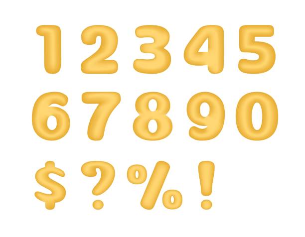 zestaw wektorowy liczb 3d. izolowane złote liczby i znaki. wykrzykniki i znaki zapytania, dolar i procent na białym tle. modne elementy projektu 3d - number 4 gold number three dimensional shape stock illustrations