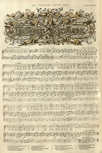 Vintage illustration of Music sheet for marriage of  Victoria, Princess Royal, and Crown Prince Friedrich Wilhelm of Prussia, 1858