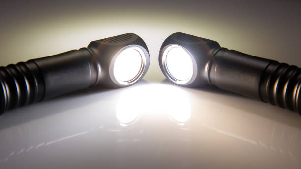 istock included light beams of different flashlights on a dark background. comparison of light temperature. camping and household item. 1448196856