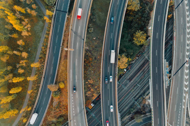 istock Highway junction from aerial view 1448201069