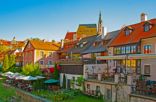 Chesky Krumlov,  Czechia - May 6, 2018: Chesky Krumlov, a beautiful Czech town in South Bohemia. It is most famous for its historic Old Town