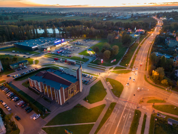 istock View at Pabianice city from a drone at sunset 1448205203