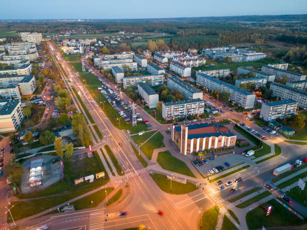istock View at Pabianice city from a drone at sunset 1448205204