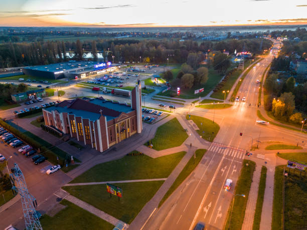 istock View at Pabianice city from a drone at sunset 1448205284