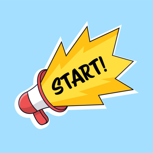istock megaphone announcement with loud sound sticker vector outline illustration 1448216001