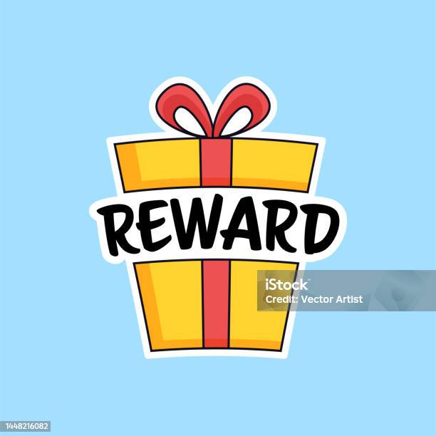 Reward Box. Word Design Opened Gift Box With Reward Text Vector Outline Illustration Stock ...