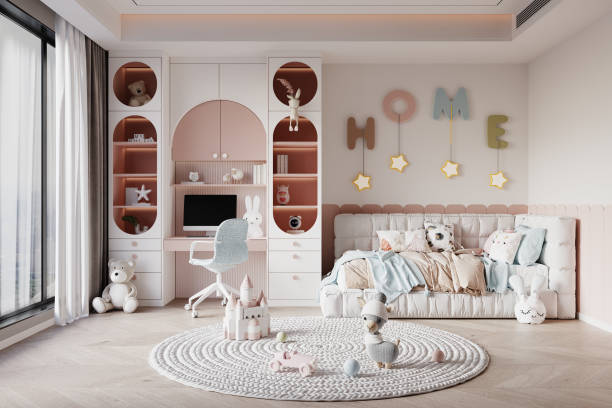 istock Interior Kids Room Wall Mockup 1448218504