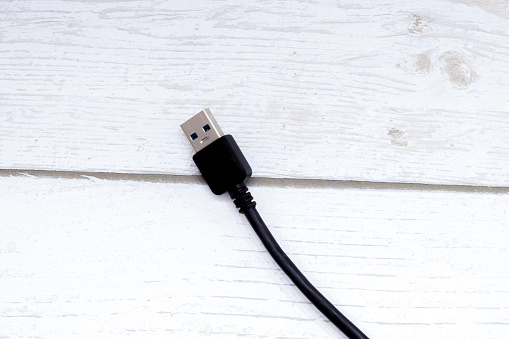 USB Cable Plug isolated on White Background.