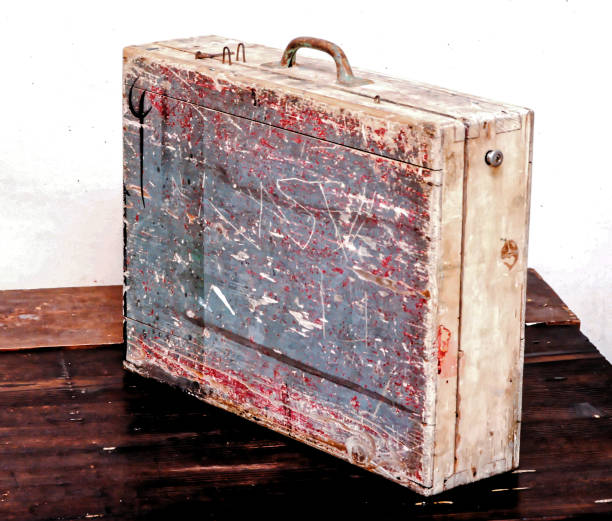istock Vintage Wood Colored Brown Suitcase 1448225062