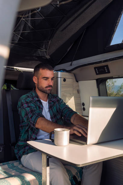 istock man working on his laptop from his camper van 1448225892