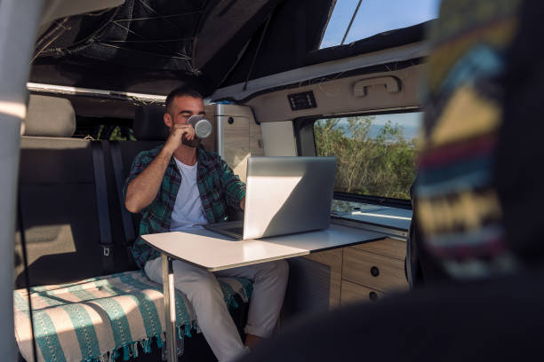 istock man working on his laptop from his camper van 1448225895