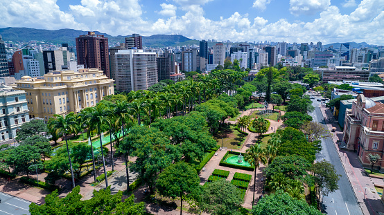 Aerial view of Praça da Liberdade in Belo Horizonte, Minas Gerais, Brazil