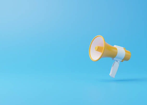 istock Loudspeaker and Megaphone announcement on blue background with copy space 1448226975
