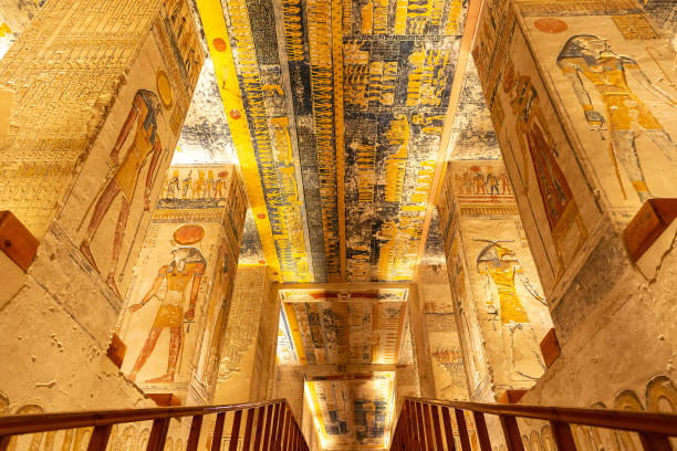 Tomb of Rameses V and VI in Luxor Tomb of pharaohs Rameses V and VI in Valley of the Kings, Luxor, Egypt medinet habu stock pictures, royalty-free photos & images