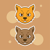 istock Cute adorable cartoon brown orange squirrel face illustration for sticker icon mascot and logo 1448237173