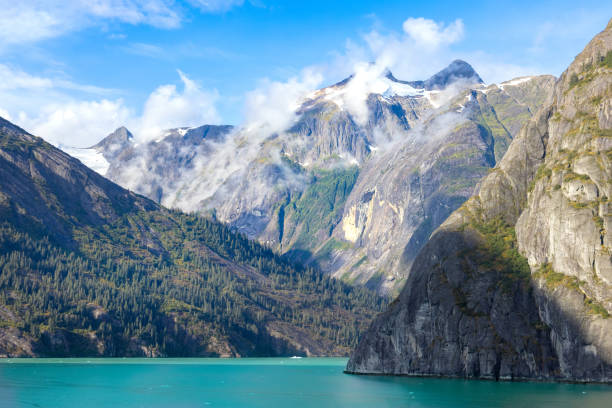 cruise to alaska, tracy arm fjord and glacier on the scenic passage with landscapes and views - haines imagens e fotografias de stock