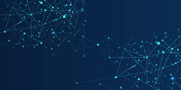 ilustrații de stoc cu spațiu poligonal abstract. triunghiuri cu puncte și linii de legătură. concept de fundal pentru designul dvs. - internet