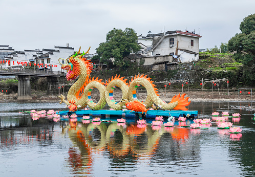 Dragon lanterns on the river