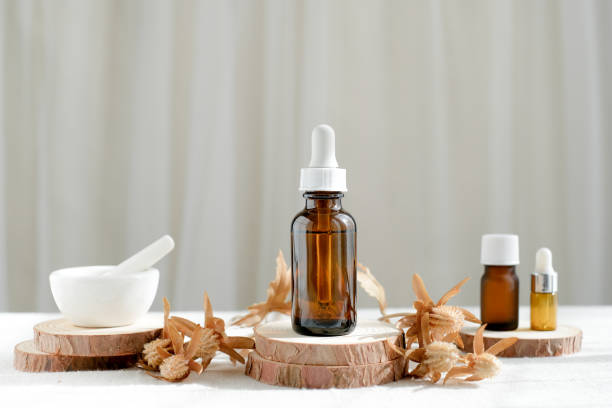 istock amber bottle with white dropper for mock-up. 1448252762
