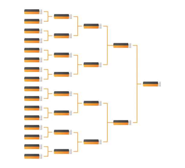 Vector illustration of Templates  of vector tournament brackets for 32 teams. Blank bracket template. Championship bracket schedule for basketball , football or baseball.