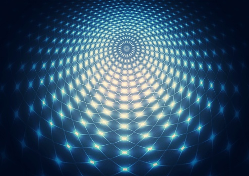Abstract background of blue rays exploding radially in technology concept
