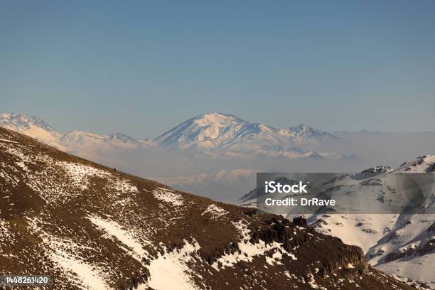 Aerial View Of Tochal Mountain Peaks Alborz Mountain Range Tehran Iran Stock Photo - Download Image Now