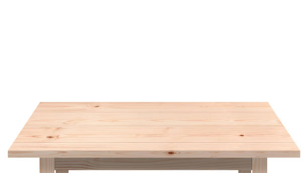 istock Tabletop isolated on white background Empty rustic wood table, For montage product display or design key visual layout. with clipping path 1448261593
