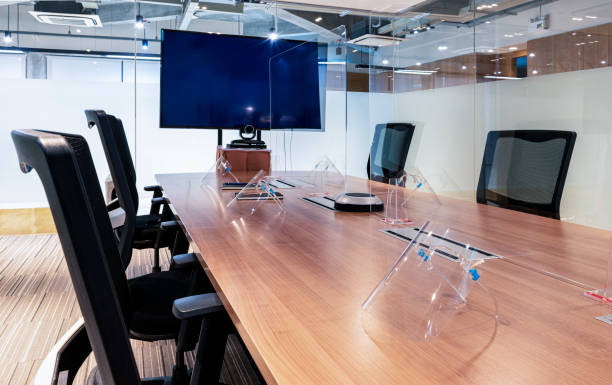 istock Television display blank in meeting room 1448263428