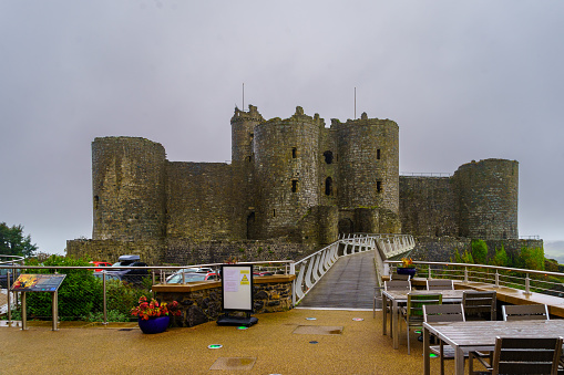 Harlech, UK - October 12, 2022: View of the Harlech Castle in Harlech, Gwynedd, Wales, UK