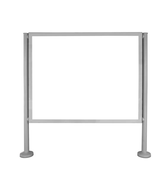 istock Billboard mockup isolated on white background. Template of an empty stand display, Indoor advertising banner placeholder and poster with clipping path. 1448264366