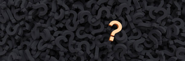 istock Questionmark yellow on black color questionmarks background, banner. 3d 1448265177