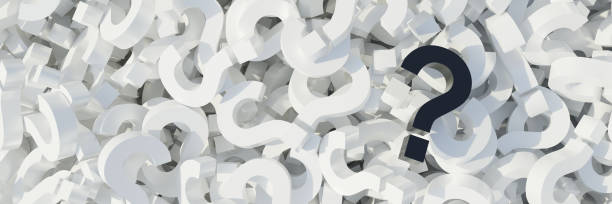istock Black question mark against white question mark background. Banner. 3d 1448265179